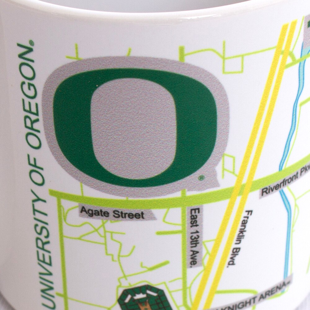 Autzen Stadium, RFSJ, Inc., White, Traditional Mugs, Ceramic, Home & Auto, Glossy, Map, Pilgrimage to Autzen, 20 ounce, 957295